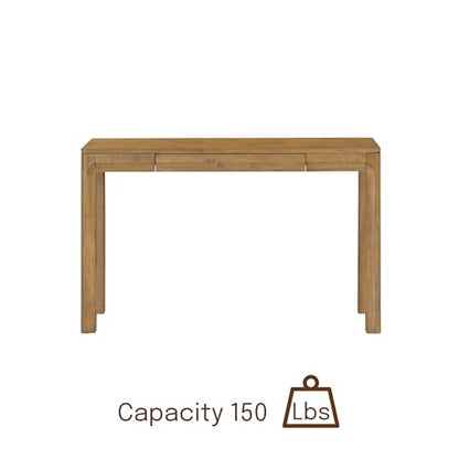 Flow 47-Inch Console Table, Modern Solid Wood Entryway Table with Hidden Drawer, Waterproof & Heat Resistant, Narrow Table for Hallway, Living Room & Foyer, Teak Look - color: Teak Look, size: 47 Inch, style: Console