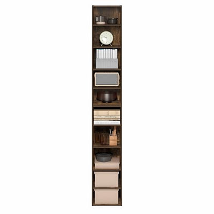 Furinno PASIR Book Shelf, 10-Tier Bookshelf, Bookcase with Open Shelf, 9.2 x 11.8 x 78.7, for Living Room, Bedroom, Home Office, Amber Pine - color: Amber Pine, size: 10-Tier, 12-Inch Width