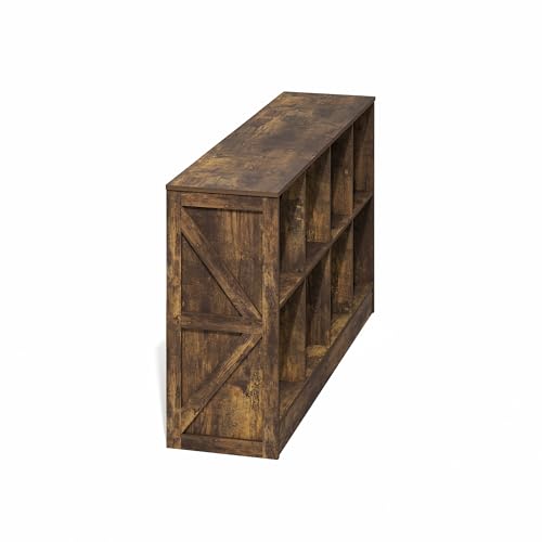 Furinno Jensen Book Shelf, 8-Cube Farmhouse Bookshelf, Display Bookcase, 11.8 x 47.6 x 26.8, for Living Room, Bedroom, Home Office, Amber Pine - color: Amber Pine, size: 8-Cube Farmhouse