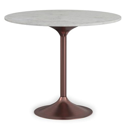 SIMPLIHOME Whitley 72" Wide Solid Mango Wood Dining Table in Grey Wash - color: White Marble/Antique Copper