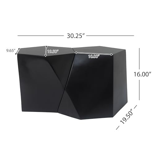 Irregular Nesting Coffee Table Set of 2, Modern Hexagon Side Table, MGO End Table Accent Tables for Living Room Apartment Balcony Office, Black - color: 30.25" Black