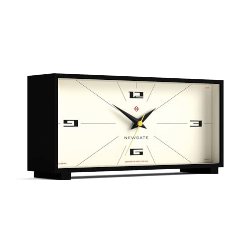 NEWGATE® Thunderbird Desk Clock | Retro Contemporary Rectangular Design | Black | Modern mid-Century Style for Desk, Mantel, Table top or Shelf - color: Black
