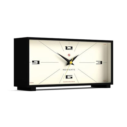 NEWGATE® Thunderbird Desk Clock | Retro Contemporary Rectangular Design | Black | Modern mid-Century Style for Desk, Mantel, Table top or Shelf - color: Black