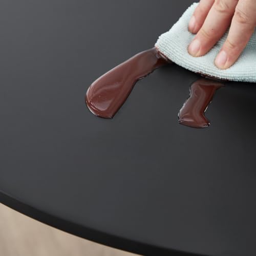 27.3" Tulip Dining Table, Black, Perfect for 2-4 People, Mid-Century Modern Style, Round MDF Top with Sturdy Base for Dining Room, Living Room, Cafe - size: 27.3"