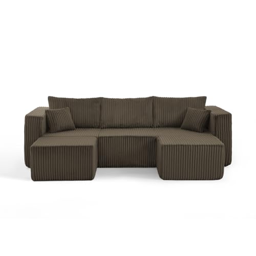 Geelife Compact Modular Sectional Sofa with Minimalist Style and Space-Saving Design - Brown