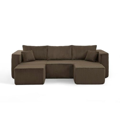 Geelife Compact Modular Sectional Sofa with Minimalist Style and Space-Saving Design - Brown