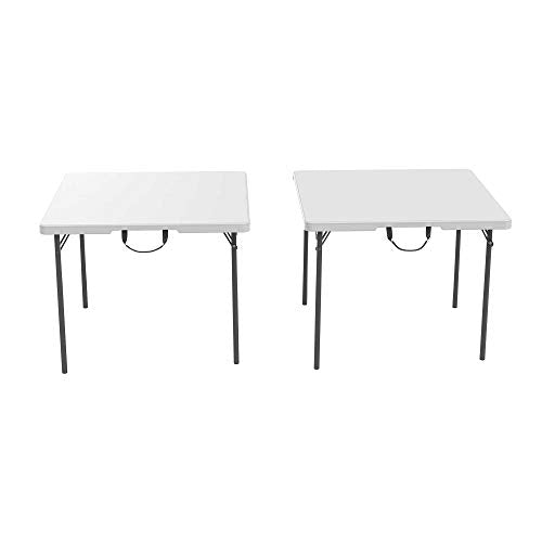Lifetime 80884 37-Inch Square Fold-in-Half Table, 2 Pack, Light Commercial, White Granite - size: 37-Inch, 2 Pack