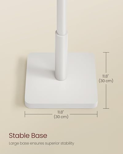 VASAGLE Solid Wood Coat Rack, Free Standing Hall Coat Tree with 8 Hooks, 3 Height Options, for Coats, Hats, Bags, Purses, for Entryway, Hallway, Rubberwood Hooks and Pole, Cloud White URCR010W02 - color: Cloud White, style: Square Base + Cylindrical Hooks