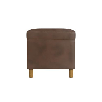 HomePop 24" Dinah Collection Storage Ottoman - Brown Faux Leather - color: Brown Faux Leather