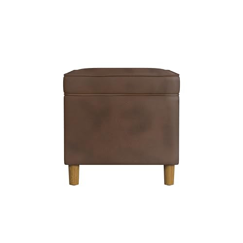 Spatial Order 24" Dinah Collection Storage Ottoman - Brown Faux Leather - color: Brown Faux Leather
