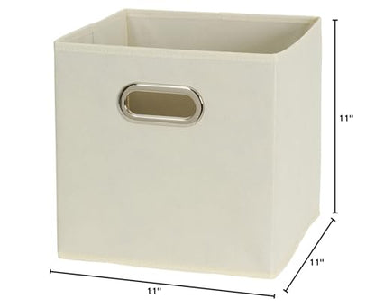 Household Essentials 82-1 Foldable Fabric Storage Bins |Set of 6 Cubby Cubes with Handles | Natural (Pack of 6) - color: Cream, size: 11” L x 11” W x 11” H (Pack of 6)