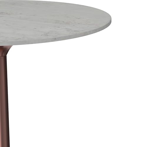 SIMPLIHOME Whitley 72" Wide Solid Mango Wood Dining Table in Grey Wash - color: White Marble/Antique Copper