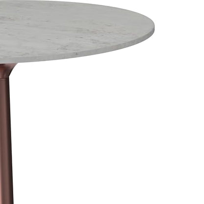 SIMPLIHOME Whitley 72" Wide Solid Mango Wood Dining Table in Grey Wash - color: White Marble/Antique Copper
