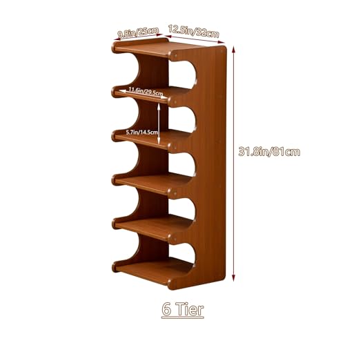 Vertical Narrow Shoe Rack, Corner Shoe Rack for Entryway, 6 Tier Wooden Free Standing Multi Layer Shoe Storage Rack for Entryway, Corridors, Bedrooms Living Room Corner And Small Spaces(6 Tier) - size: 6 Tier