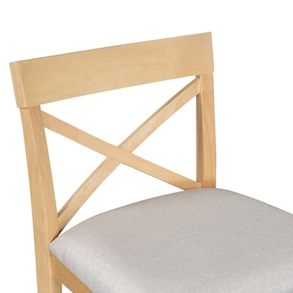 3 Piece Counter Height Dining Table Bar Table Set with 2 Chairs, Small Kitchen Table Breakfast Nook for 2, Good for Bar or Small Space, Natural - color: Natural