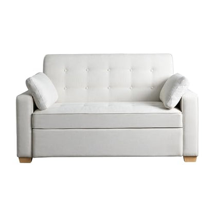 Serta Ainsley 66.5" Convertible Sleeper Loveseat, Full Size, Dreamcoil Comfort, Soft Woven Fabric, Oyster - color: Oyster, size: Full Loveseat