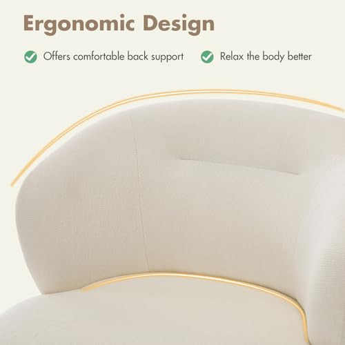 360° Swivel Accent Chairs Set of 2, Modern Chenille Upholstered Boucle Dining Chair with Back, Vanity Chair Accent Armchair Side Chairs for Dining/Living Room, Bedroom, White - color: White 01, size: 2 Chairs