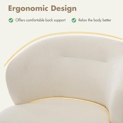 360° Swivel Accent Chairs Set of 2, Modern Chenille Upholstered Boucle Dining Chair with Back, Vanity Chair Accent Armchair Side Chairs for Dining/Living Room, Bedroom, White - color: White 01, size: 2 Chairs