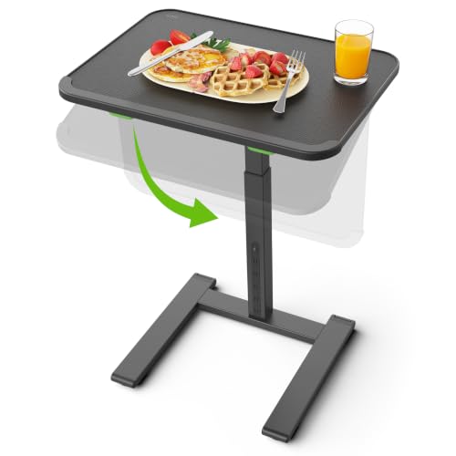 SAIJI Sturdy TV Tray Table with Wheels, Heavy Duty Metal TV Trays for Couch | Height & Tilt Adjustable Desk for Bed, Sofa, Recliner, Portable Small Foldable Tables, Rolling Tray for Eating in Living Room - size: 21.6"x 15.5"