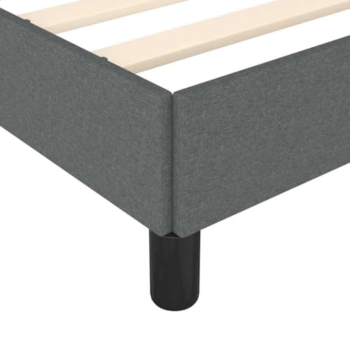 Dark Grey Queen Upholstered Platform Bed 61"x81.1"x9.8", Fabric & Wood, Low Profile, Easy Assembly - color: Grey-a, size: Queen