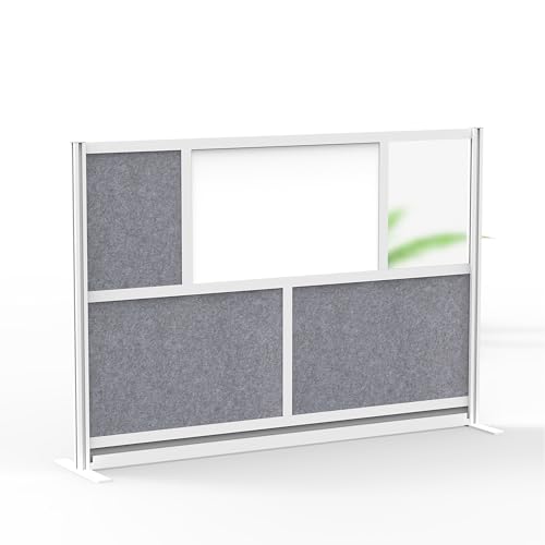Workflow Modular Wall | Room Divider with Whiteboard, Sound Dampening, & Frosted Acrylic Panels | Expandable Office Partition for Privacy & Stability (70" x 48") - size: 70" x 48"