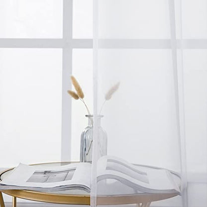MIULEE Short Sheer Curtains 30 Inch Length 2 Panels, 29 x 30 Inches, White | Rod Pocket, Tier Curtains, Kitchen, Bathroom, Cafe, Half Window Treatment - color: White, size: 29"W x 30"L (Pack of 2)