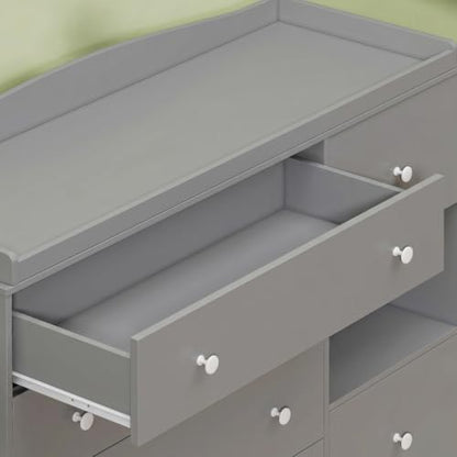 Kids Dresser Cabinet with 6 Drawers, Changing Table for Nursery with Shelf, Multi-Functional Chest of Drawers, Kids Bedroom Furniture, Nightstand for Children's Room, Grey - color: Grey
