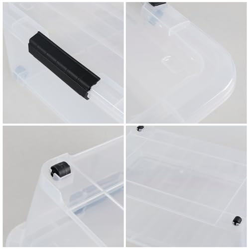 Hespama 3 Pack Plastic Rolling Storage Box Bin for Under the Bed, 20 Quart | Lidded Storage Container Bin, Clear - size: 20 Qt