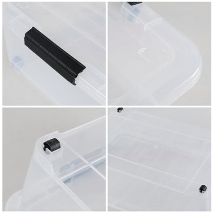 Hespama 3 Pack Plastic Rolling Storage Box Bin for Under the Bed, 20 Quart | Lidded Storage Container Bin, Clear - size: 20 Qt