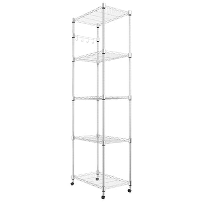 Homdox 5 Tier Steel Wire Shelving Unit on Wheels,Chrome Shelves for Garage Kitchen Living Room,Heavy Duty Shelving Rack, 23.2 x 13.8 x 72 inch (L x W x H) - color: Silver, size: 23.23*13.78*72.05 inch