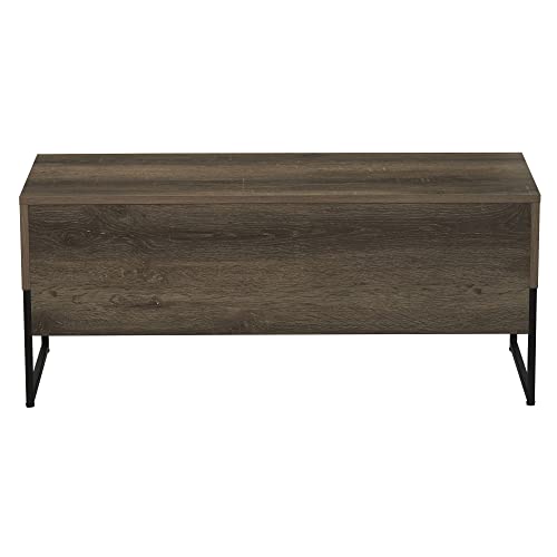 Household Essentials Ashwood & Iron Wrap TV Stand in Rustic Black Finish - color: Ashwood, style: TV Stand