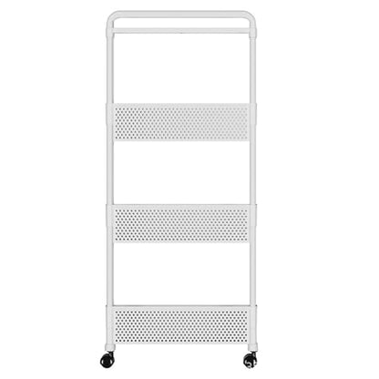 Slim Rolling Storage Cart for Small Space, 4 Tier White Utility Cart Shelves Organizer, Plastic Storage Cart on Wheels for Kitchen, Office, Bathroom, Laundry Room and Narrow Places