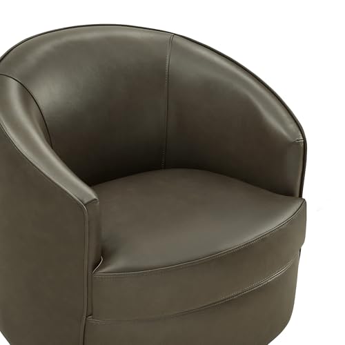 CHITA Genuine Leather Swivel Barrel Chair, Fully Assembled, Mink Brown | Modern Armchair with FSC Certified Wood Frame, Living Room Chair for bedroom & office, 31.5"Dx32.3"Wx28.7"H, 350 Lbs Capacity - color: Mink Brown - Genuine Leather