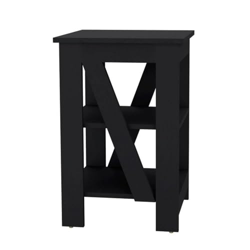 Tuhome Greter Floating Nightstand, 24" Tall Bedside Table with 2 Drawers & Open Shelf, Engineered Wood Night Stand for Bedroom, Narrow Small Nightstand in White or Black