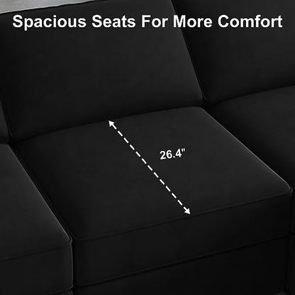 Belffin Modular Sectional Sofa with Double Chaise Velvet U Shaped Sofa Reversible Sectional Couch with Storage Black - color: Black, size: U Shape Sofa