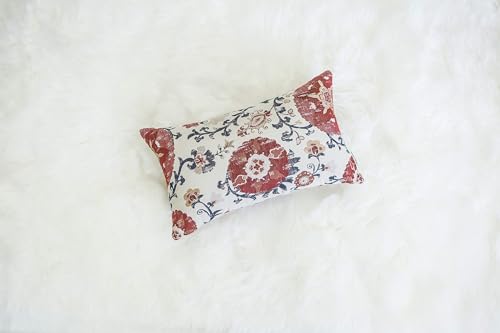 Pack of 2 Jacquard Circle Floral Throw Pillow Covers, Cream Red | Rectangle, Oblong Pillow Cases, For 12X20 Inserts - color: 12x20 Red