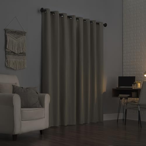 Sun Zero Columbia 2-Pack Thermal Energy Saving 100% Blackout Grommet Curtain Panel Pair, 50" x 108", Stone - color: Stone Beige, size: 50"W x 108"L (Pack of 2)