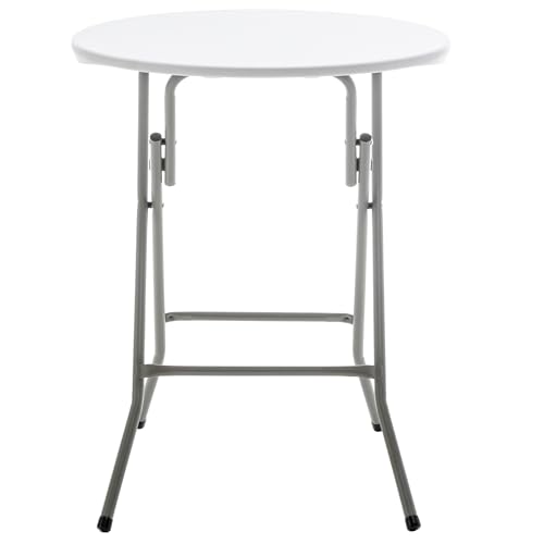 Set of 3, White 24" Round Plastic Folding Table Commercial Portable for Picnic Party Camping Banquet Card Dining Wedding Event Home Kitchen Indoor Outdoor, 30" Height - size: Set of 3