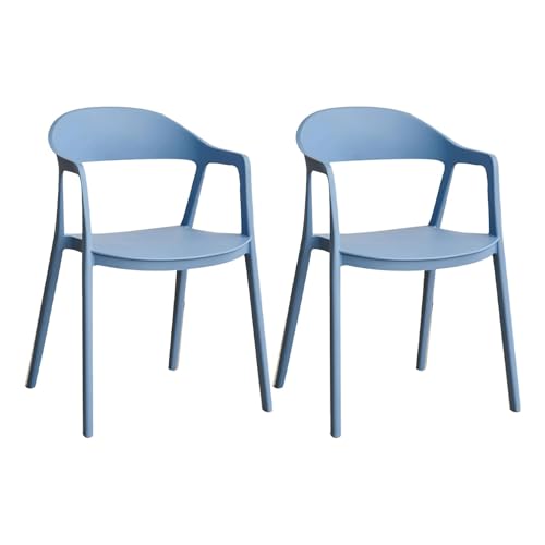 Stackable Dining Chair Plastic Dining Chairs Set of 2 with Hollow Back Dining Chairs Set Modern Save Space Kitchen Chairs - color: Light Blue