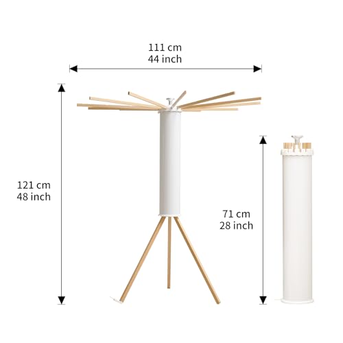 JOOM Tripod Clothes Drying Rack, Garment Rack Portable and Foldable Space Saving Laundry Drying Rack - Drying Rack Clothing 12 Rods Wooden - color: Wooden 12 Rods, size: Standard
