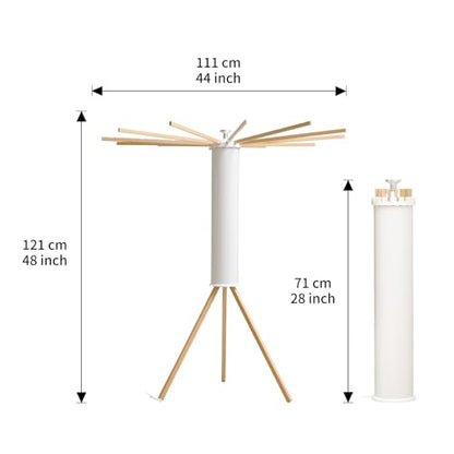 JOOM Tripod Clothes Drying Rack, Garment Rack Portable and Foldable Space Saving Laundry Drying Rack - Drying Rack Clothing 12 Rods Wooden - color: Wooden 12 Rods, size: Standard
