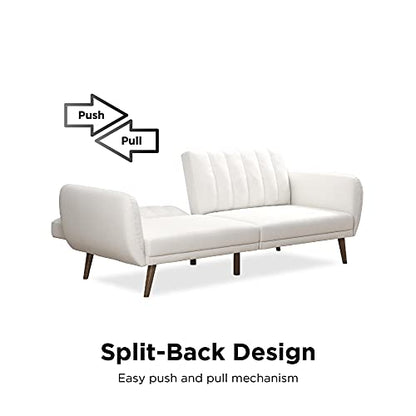 Novogratz Brittany Futon, Convertible Sofa & Couch,White Faux Leather - color: White Faux Leather