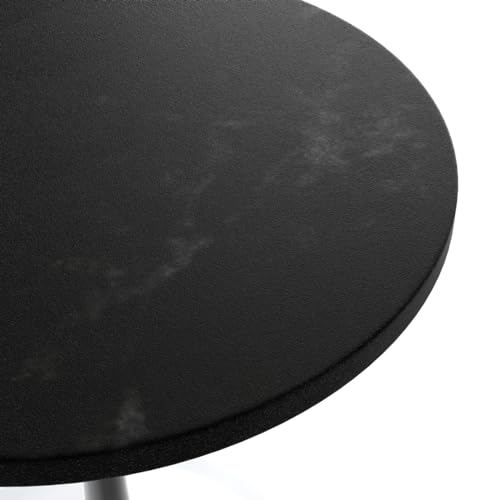 LeisureMod Verve Modern Round Dining Table,Tabletop with Pedestal Base, Contemporary Kitchen & Dining Room Table, Mid-Century Breakfast Nook Table (White Base, Black Marble) - color: Black Wood, size: 27 inch Wide