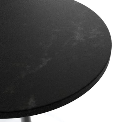 LeisureMod Verve Modern Round Dining Table,Tabletop with Pedestal Base, Contemporary Kitchen & Dining Room Table, Mid-Century Breakfast Nook Table (White Base, Black Marble) - color: Black Wood, size: 27 inch Wide