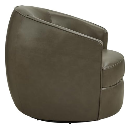 CHITA Genuine Leather Swivel Barrel Chair, Fully Assembled, Mink Brown | Modern Armchair with FSC Certified Wood Frame, Living Room Chair for bedroom & office, 31.5"Dx32.3"Wx28.7"H, 350 Lbs Capacity - color: Mink Brown - Genuine Leather