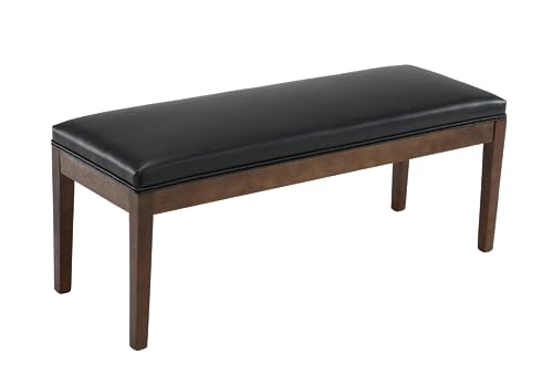 PU Leather Dining Bench Upholstered Entryway Bench Farmhouse Shoe Bench Seat Ottoman for Hallway Living Room Bedroom End of Bed Dining Room Kitchen, 45.5" Long, Black - color: Pu Leather, Black