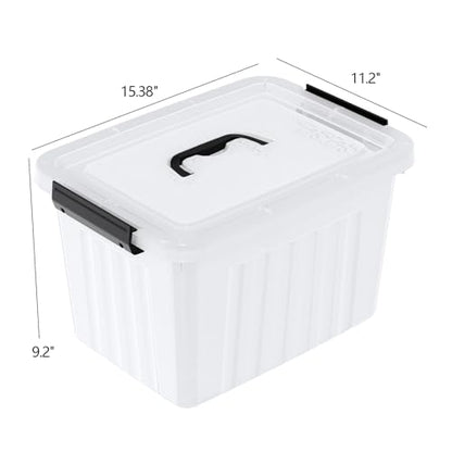 4-Pack Storage Bins with Latch Lids, Clear Plastic Storage Box, 18 L | BPA-Free, See-Through Organizing Solution, Latches, Convenient Top Handle, for Home Office Closet Use - size: 18 L