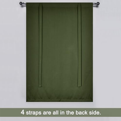 Tie Up Shade for Bathroom - Farmhouse Kitchen Curtain Thermal Insulated Window Treatment Rod Pocket Balloon Christmas Valance (1PC,Olive Green,34W x 45L) - color: Olive, size: 34"W x 45"H