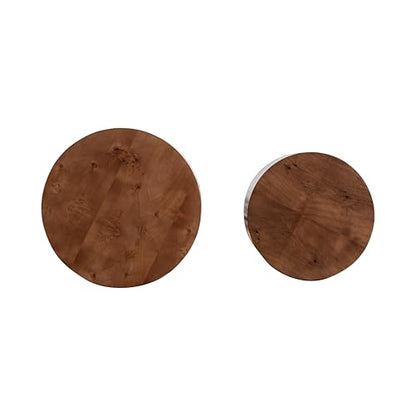 Nesting Coffee Table Set of 2, Modern Round Coffee Table Drum Side Table, Wooden Circle Accent Tables End Tables for Small Spaces Living Room Bedroom Office (Dark Brown) - color: 19" & 15"- Dark Brown