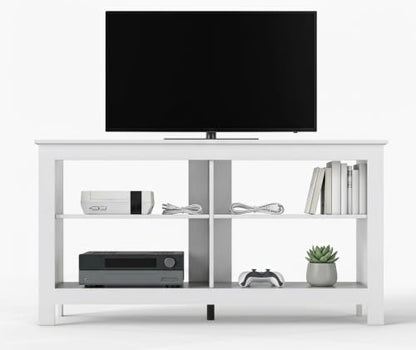 43 inch TV Stand, Suitable for TVs up to 50 inches, Small TV Stands with Open Storage Shelves, Living Room Entertainment Centers, and Bedroom TV Consoles (White) - color: White